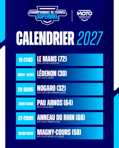 SIX ÉPREUVES AU CALENDRIER DU FSBK EN 2027 !