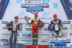 Podium moto 4/5 course 2.
MAGNY-COURS FSBK 2023.
Quatrième manche Championnat de France Superbike.
1 / 2 Juillet 2023.
© PHOTOPRESS.
Tel: 06 08 07 57 80.
info@photopress.fr